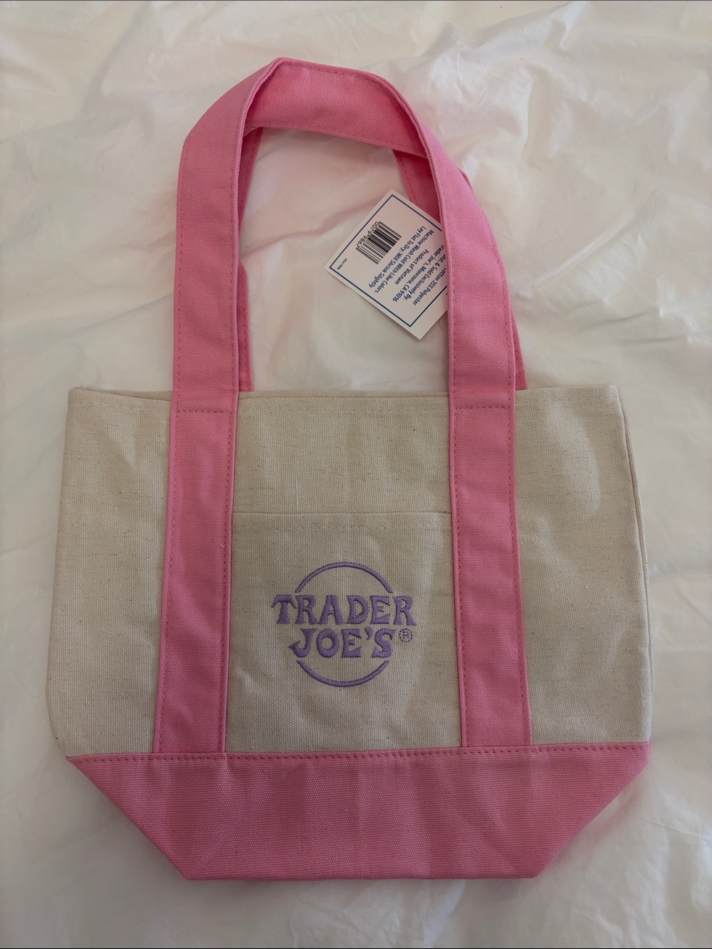 Pink-Trim Canvas Tote Bag